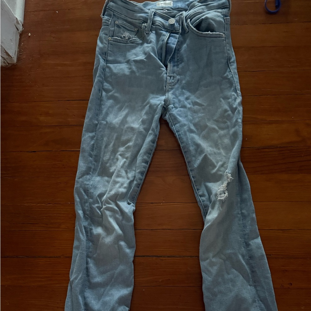 MOTHER Faded Blue Denim Jeans